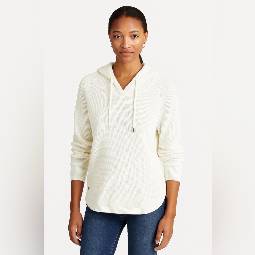 Ralphβ Lauren LRL Womenβs Sweater White Pullover Thermal Waffle Knit Size:L